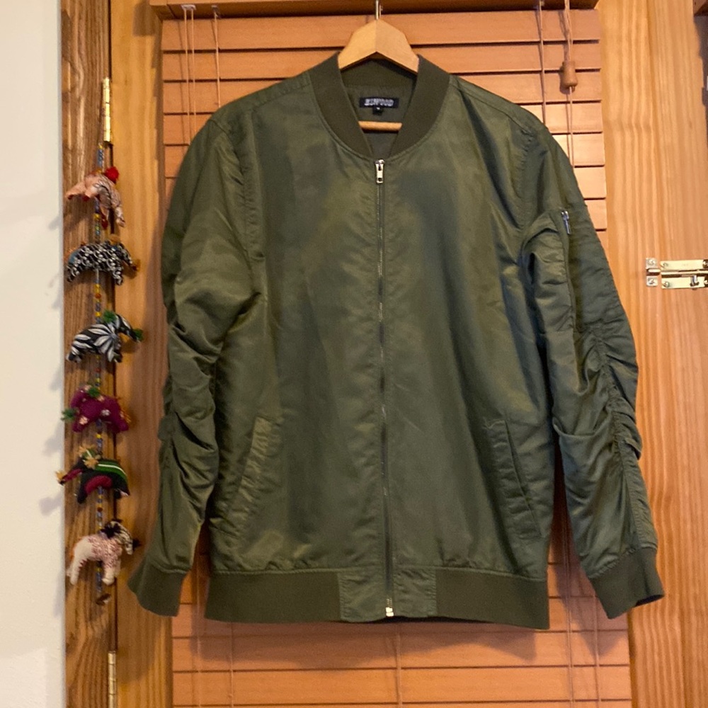 Long Green Bomber Jacket